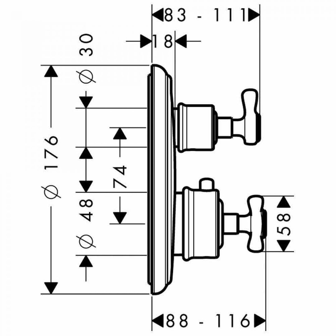 AXOR Montreux Thermostatic Shower Mixer With Shut Off & Diverter