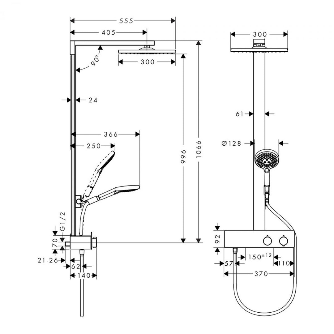 Hansgrohe Raindance E 300 1 Jet Showerpipe With 350 ShowerTablet