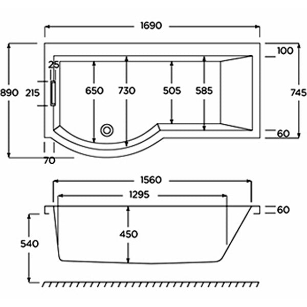 Carron Celsius Shower Bath With Screen & Bath Panel