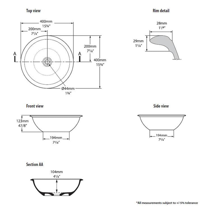 Victoria + Albert Drayton 40 Countertop Basin