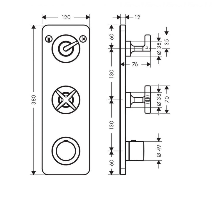 AXOR Citterio E Thermostatic Module Shower With 2 Outlets