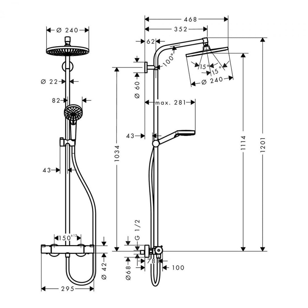 Hansgrohe Crometta S 240 1 Jet Showerpipe