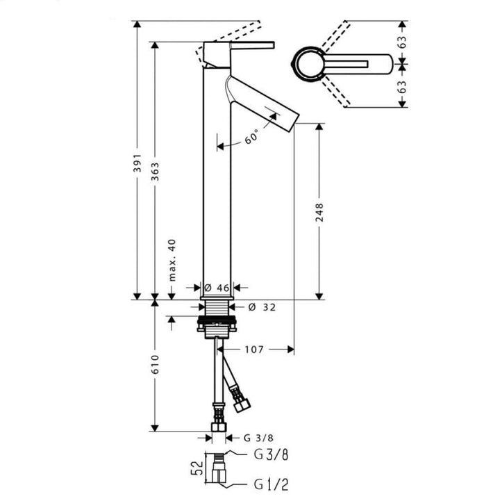 AXOR Starck 250 Tall Basin Mixer