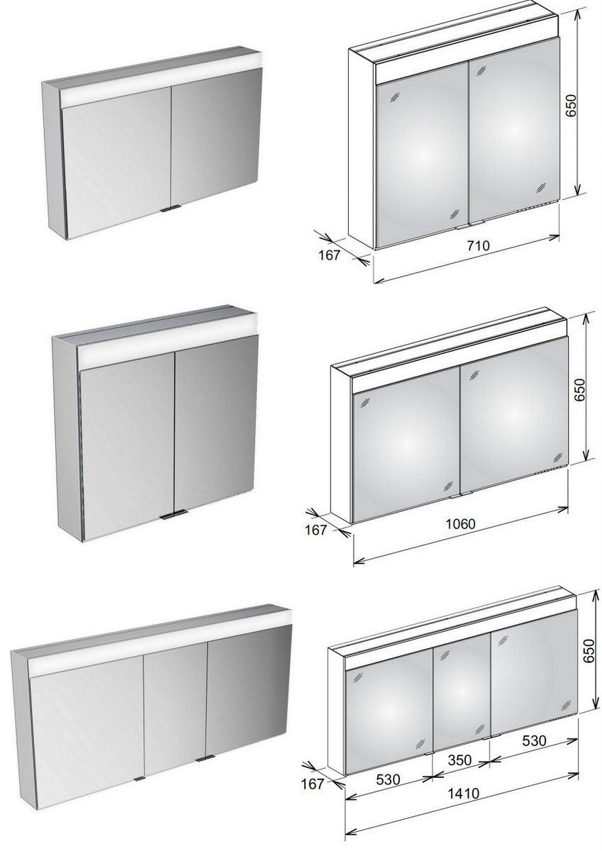 Keuco Edition 400 Cabinet Wall Mounted With Heated Mirrors