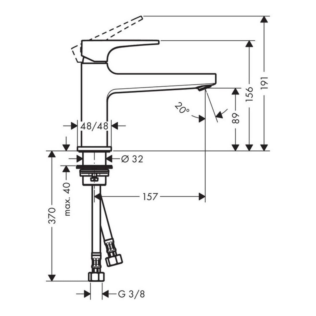 Hansgrohe Metropol Basin Mixer 100 With Lever Handle & Push Open Waste