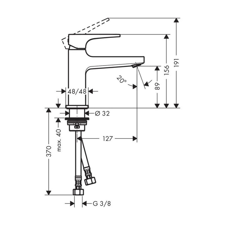 Hansgrohe Metropol 100 Cloakroom Basin Mixer & Push Open Waste