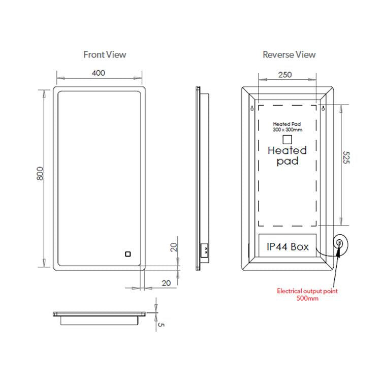 HIB Vega 40 LED Mirror With Charging Socket