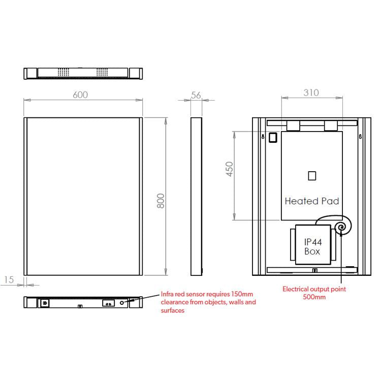 HIB Connect 60 LED Bluetooth Mirror