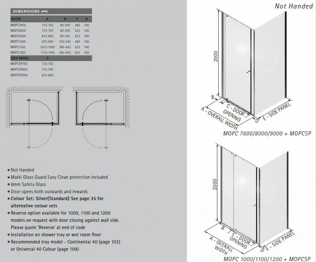 Matki ONE Pivot Corner Shower Enclosure