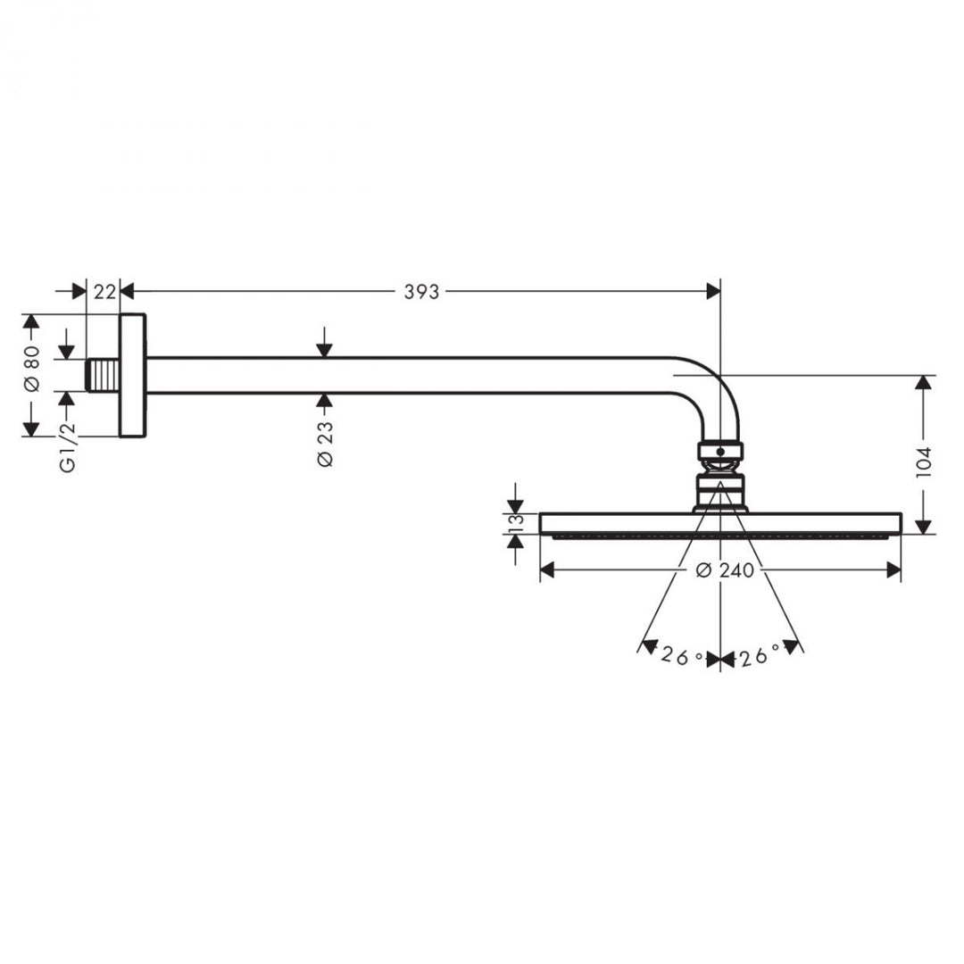 Hansgrohe Raindance S 240 Overhead Shower 1 Jet & Arm PowderRain