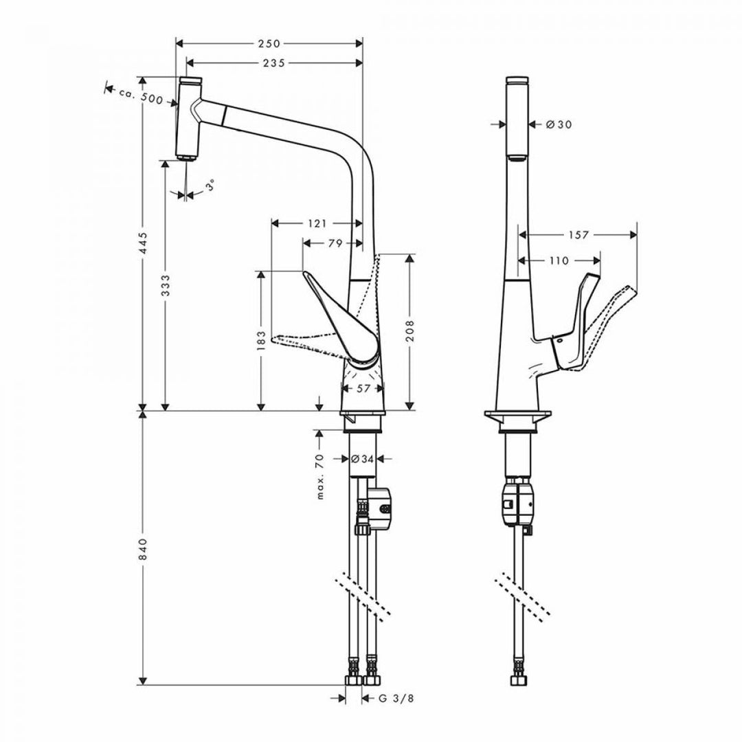 Hansgrohe Metris Select 320 Kitchen Mixer Tap With Pull-Out Spray