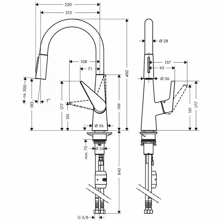 Hansgrohe Talis S 200 Kitchen Mixer Tap With Pull-Out Spray