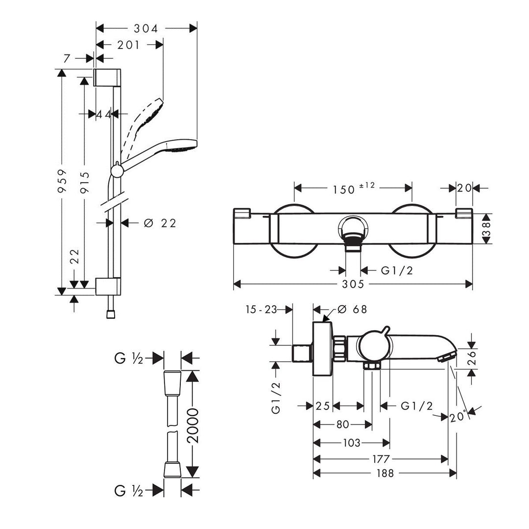 Hansgrohe Soft Cube Croma Select Kit with Shower & Bath Filler Valve