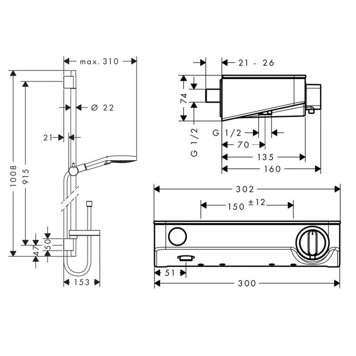 Hansgrohe Round Raindance Select Kit With Select Valve