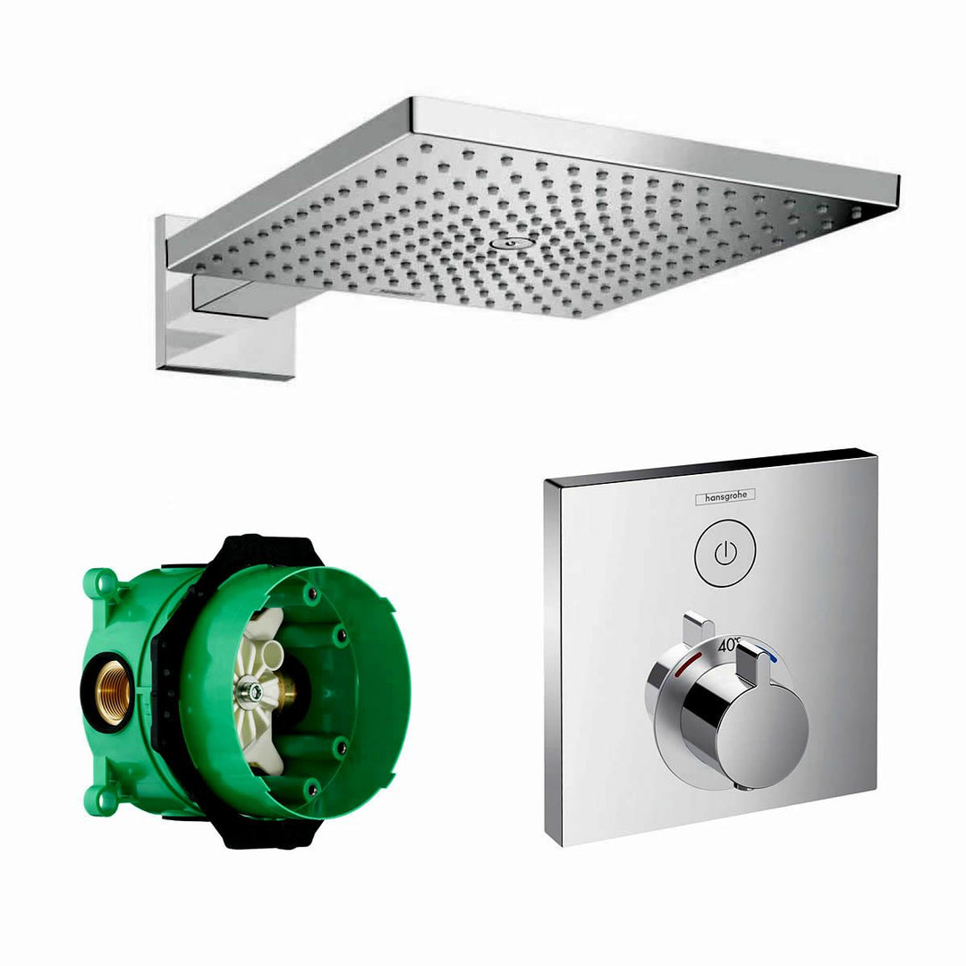 Hansgrohe Square ShowerSelect Concealed Valve with Raindance 300 Overhead Shower