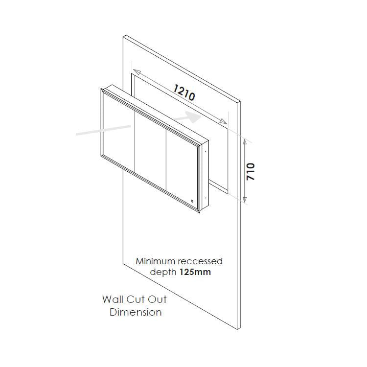 HIB Vanquish 1200mm LED Recessed Mirror Cabinet