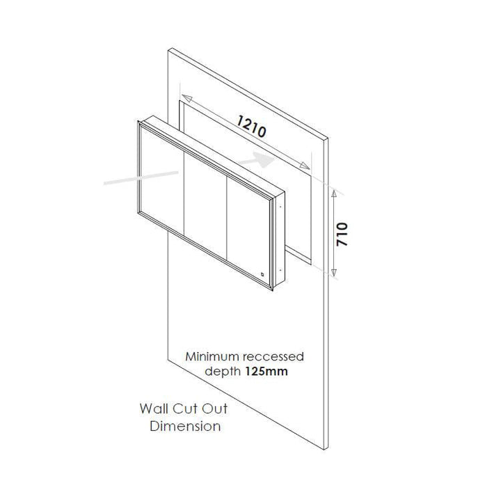 HIB Vanquish 1200mm LED Recessed Mirror Cabinet