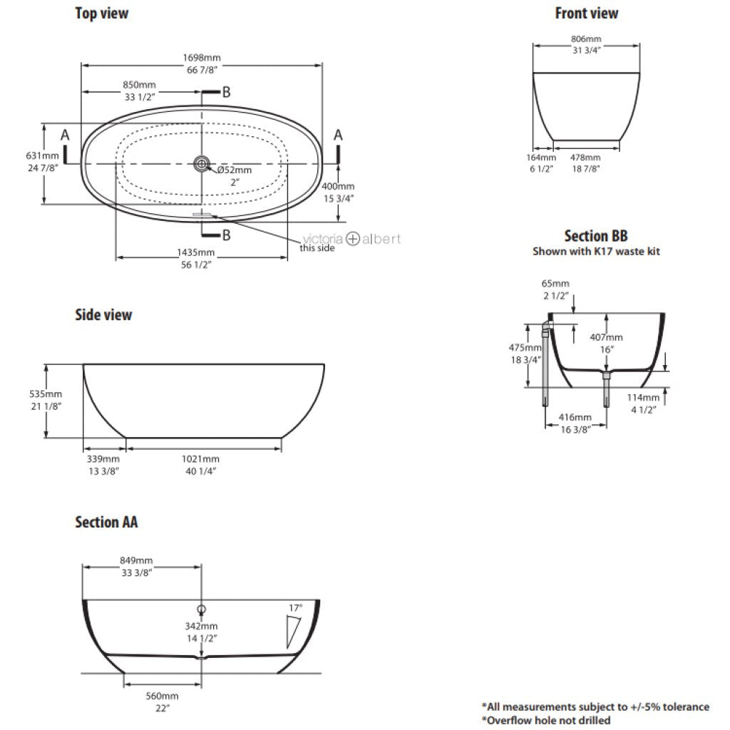 Victoria + Albert Barcelona 1700 Freestanding Bath