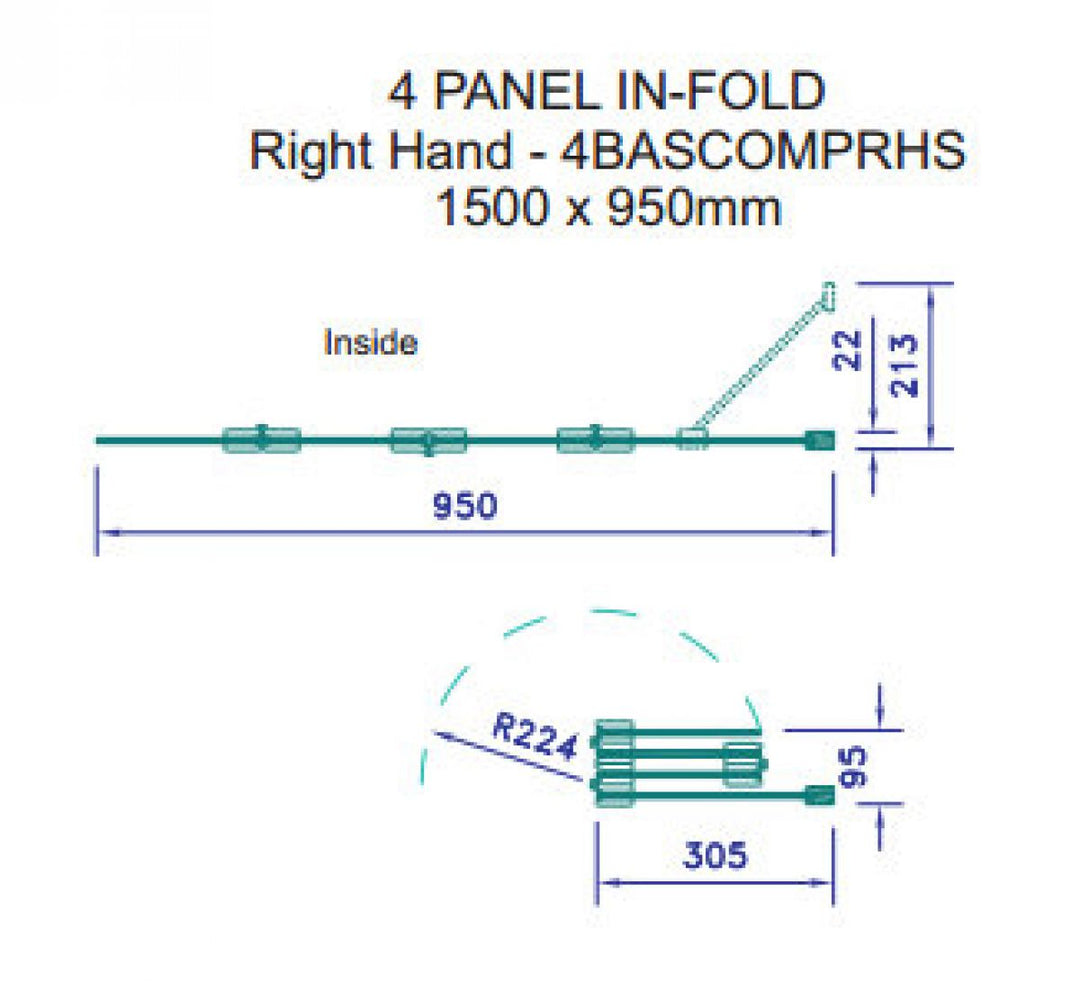 Kudos Inspire 4 Panel In-Fold Bath Screen