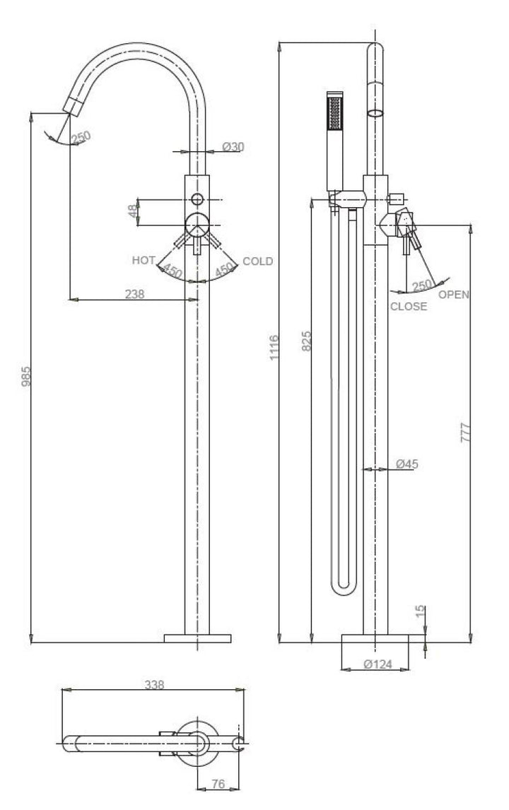 Crosswater MPRO Matt Black Floorstanding Bath Shower Mixer