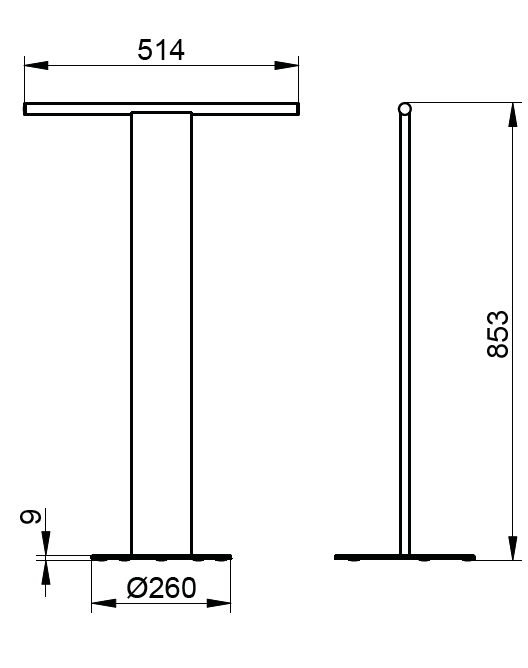 Keuco Universal Floorstanding Single Towel Rail