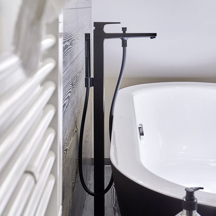 Hansgrohe Metropol Single Lever Floor Standing Bath Shower Mixer In Matt Black