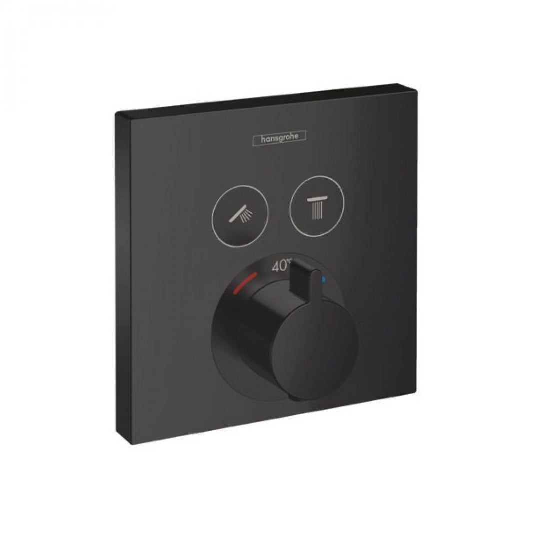 Hansgrohe Square Select Concealed Valve with Raindance (300) Overhead and Select Rail Kit In Matt Black