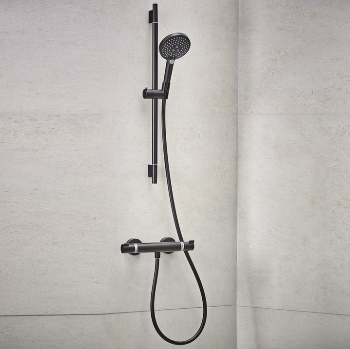 Hansgrohe Ecostat Comfort Shower Set with Rail and Handset in Matt Black