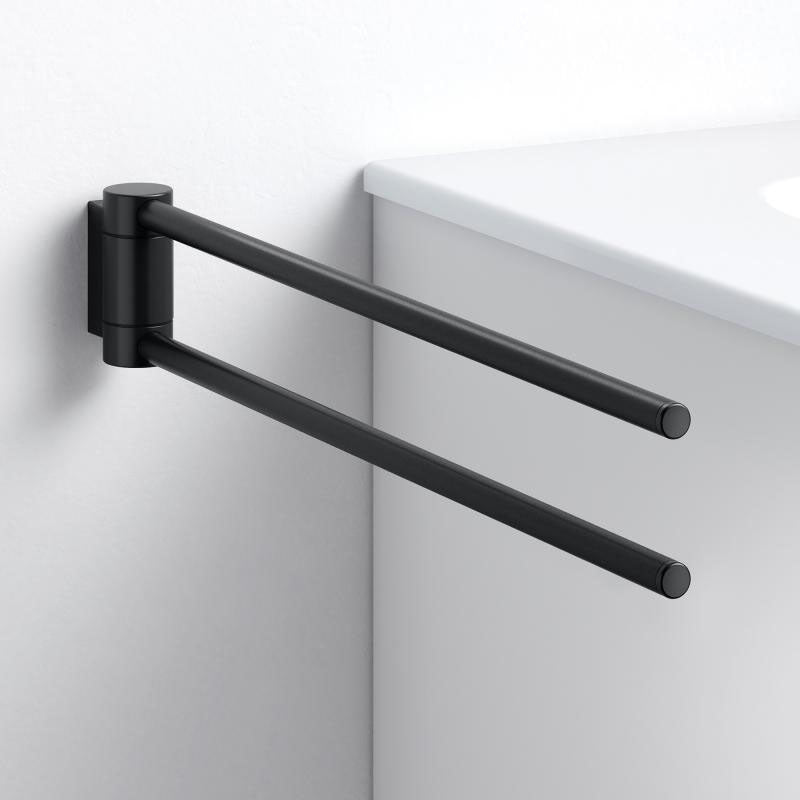 Keuco Plan Double Swivel Towel Rail In Matt Black