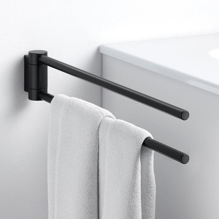 Keuco Plan Double Swivel Towel Rail In Matt Black