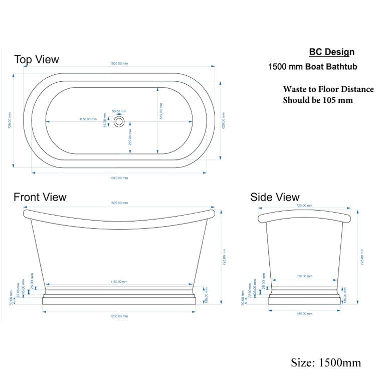 BC Designs Classic Roll Top Copper/Nickel Boat Bath