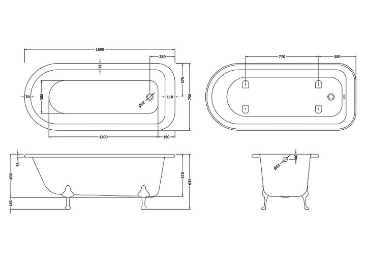 BC Designs 1700mm Mistley Freestanding Bath