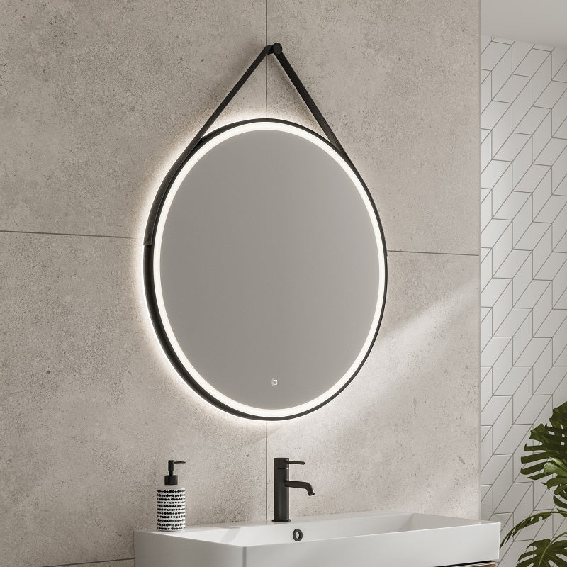 HIB Solstice Matt Black 60 Round LED Illuminated Mirror