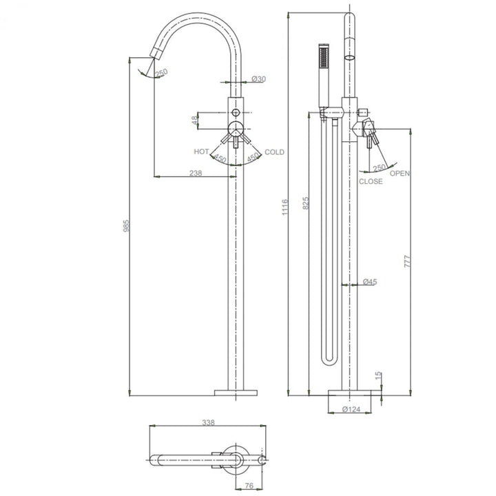 Crosswater MPRO Brushed Brass Bath Shower Mixer Tap