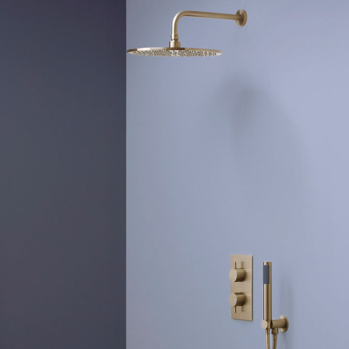 Crosswater MPRO Brushed Brass 2 Outlet 2 Handle Shower Bundle