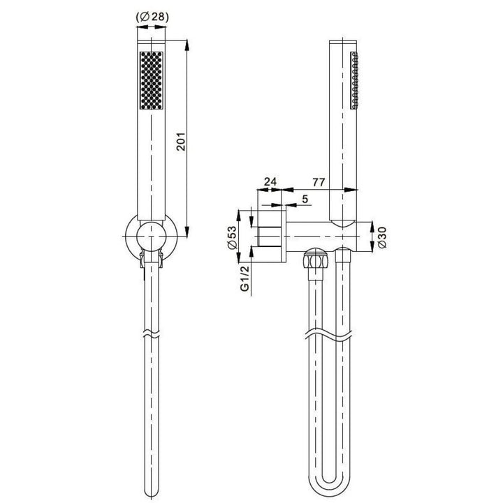 Crosswater MPRO Brushed Brass Wall Outlet with Hose & Handset Bracket