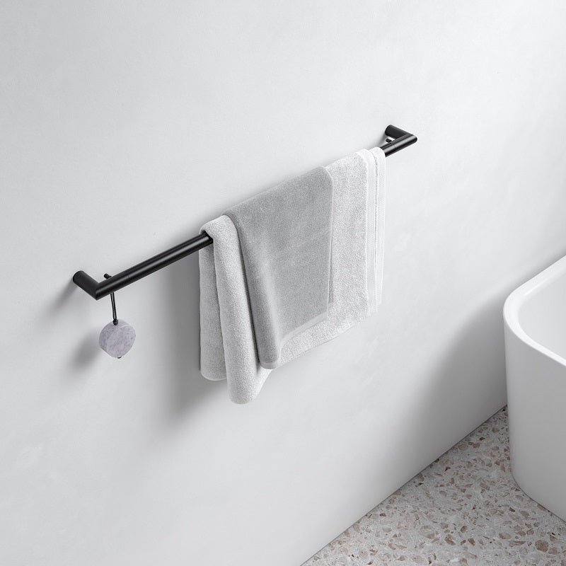 Keuco Reva Bath Towel Rail with Integrated Hook In Matt Black