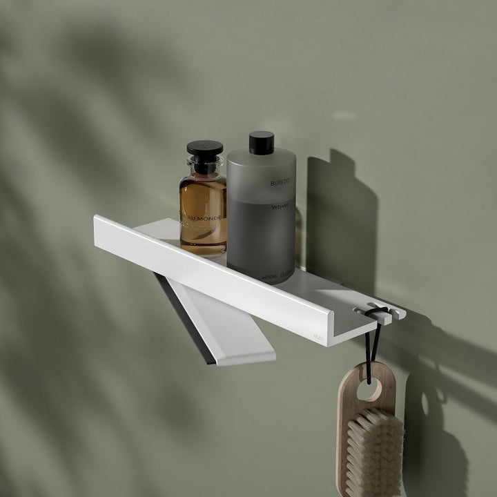 Keuco Reva Shower Shelf with Integrated Glass Wiper In White