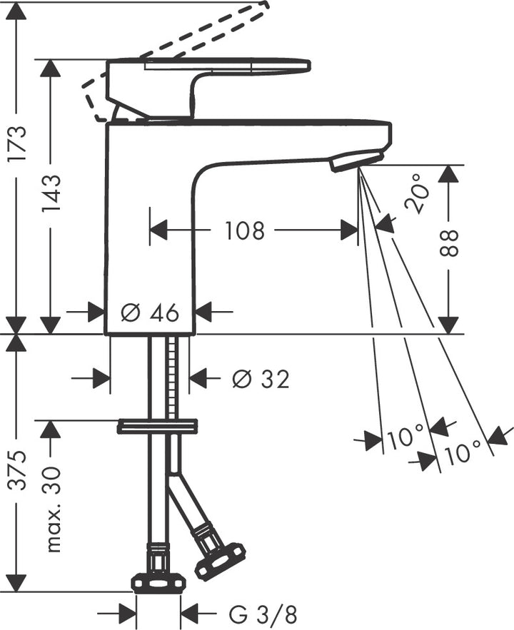 Hansgrohe Vernis Blend Single Lever Basin Mixer 100 Without Waste Set