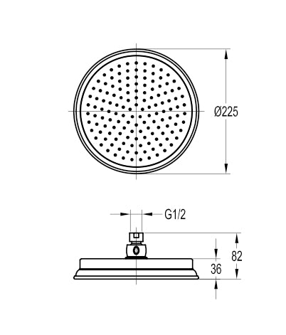 Flova Liberty 225mm Traditional Brass Rainshower Head