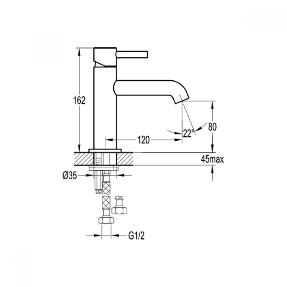 Flova Levo 162mm Mono Basin Mixer In Matt Black