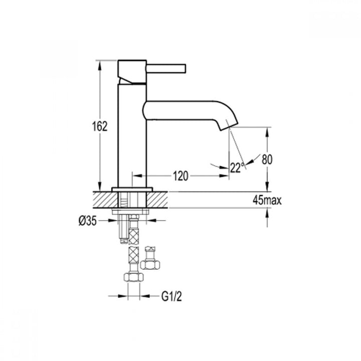 Flova Levo 162mm Mono Basin Mixer In Matt Black