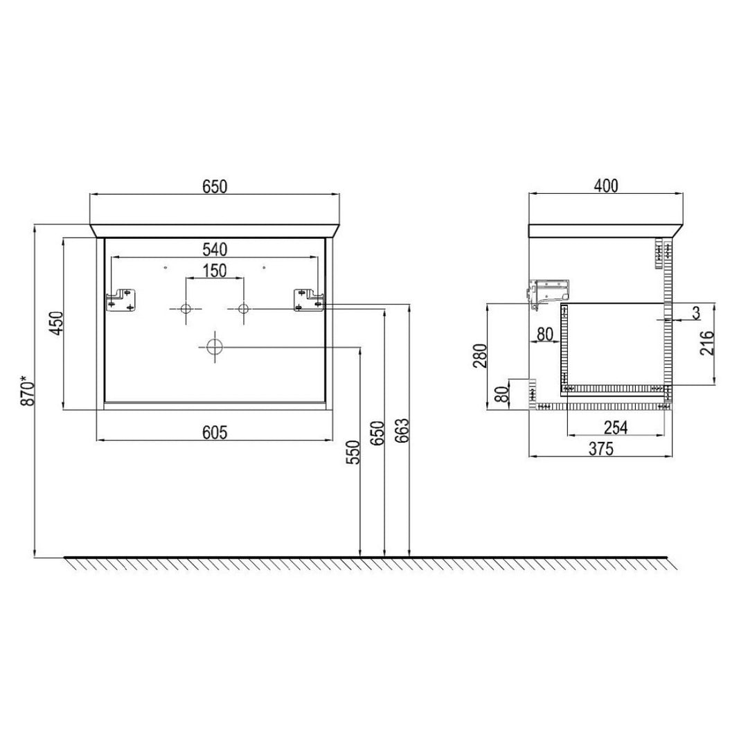 Crosswater Arena 1 Drawer 600mm Vanity Unit & Basin