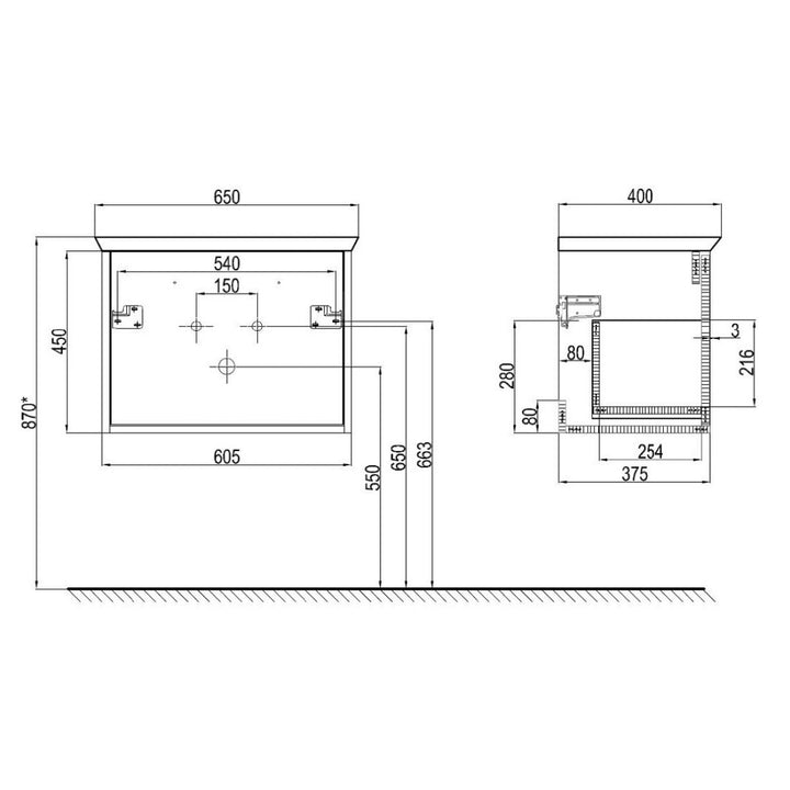 Crosswater Arena 1 Drawer 600mm Vanity Unit & Basin