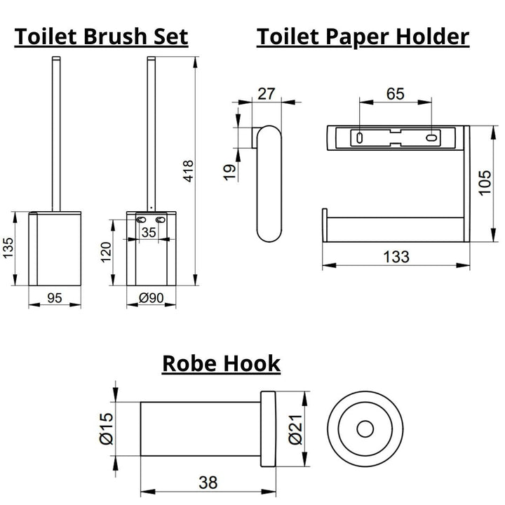 Keuco WC Accessory Set 3 Piece in Matt Black