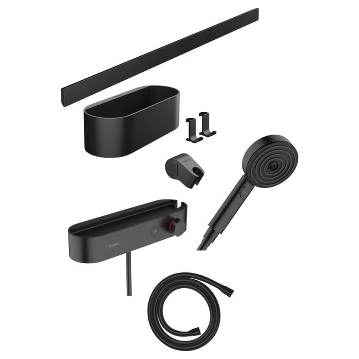 Hansgrohe WallStoris Bundle Hand Shower Set In Matt Black