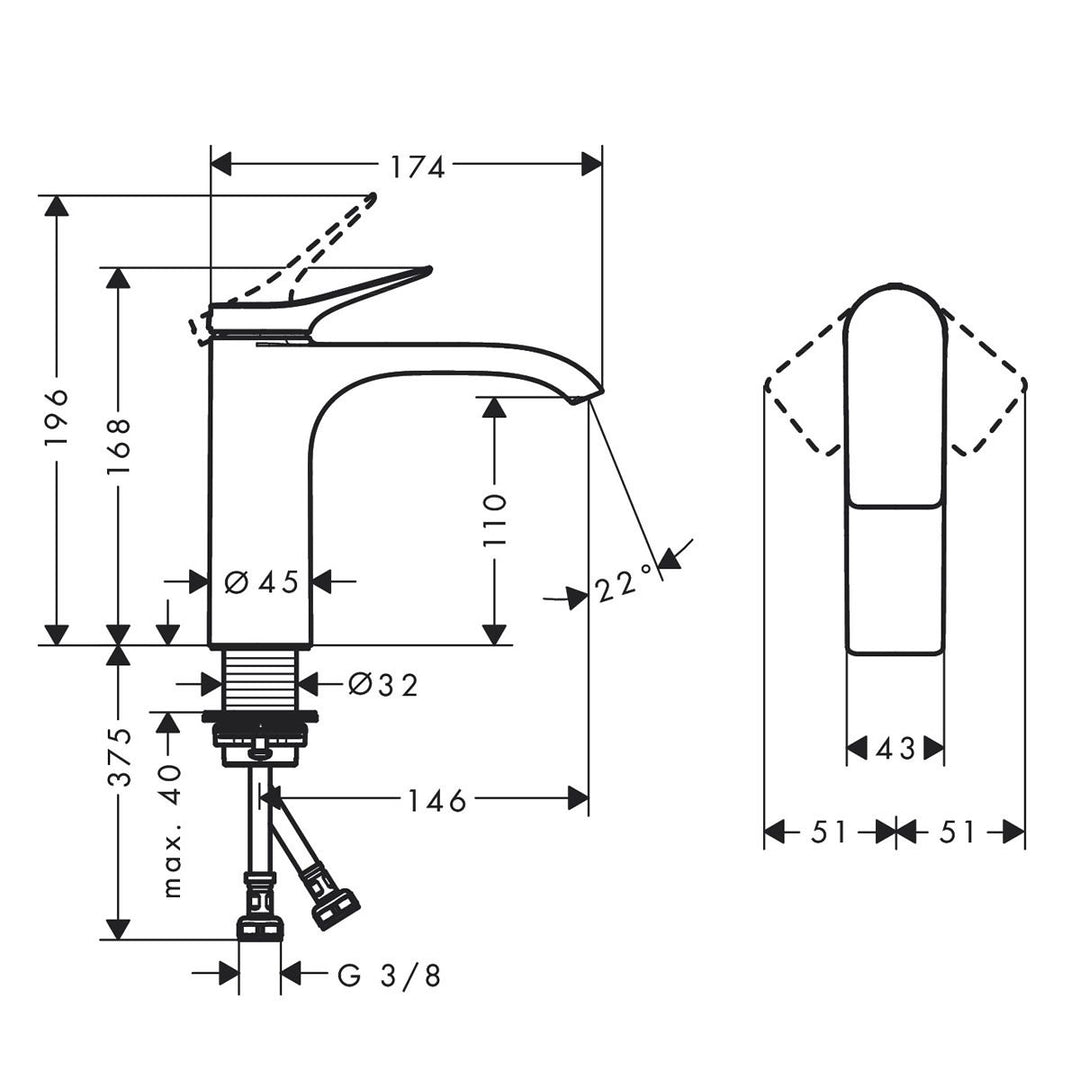 Hansgrohe Vivenis Single Lever Basin Mixer Tap 110 In Chrome