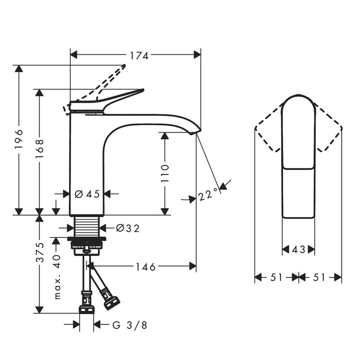 Hansgrohe Vivenis Single Lever Basin Mixer Tap 110 In Chrome