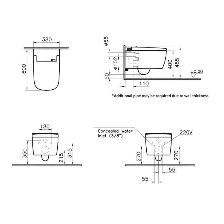 VitrA Designer V-Care Intelligent Rimless Essential Toilet & Seat