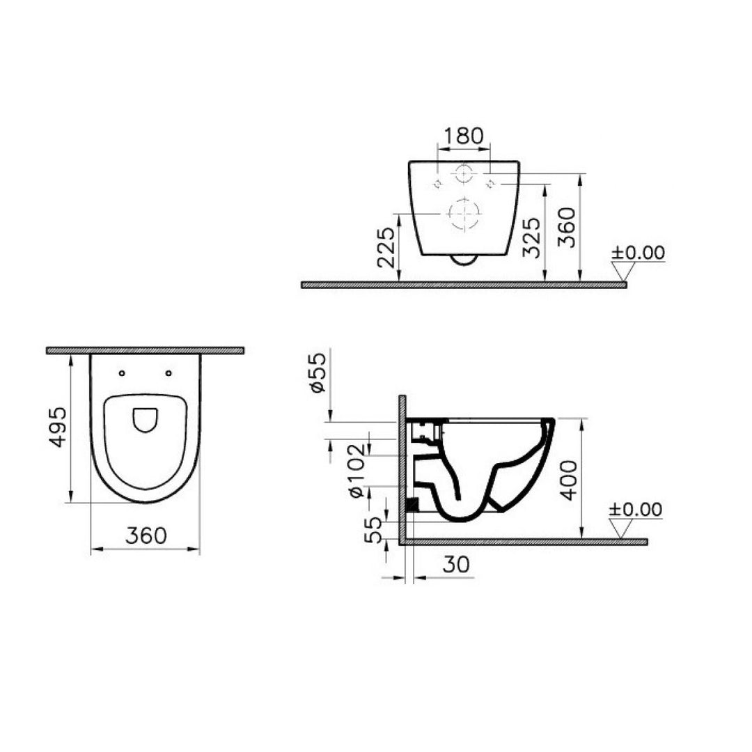 VitrA Sento Rimless Compact Wall Hung Toilet